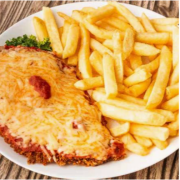 Chicken Parmigiana and Chips